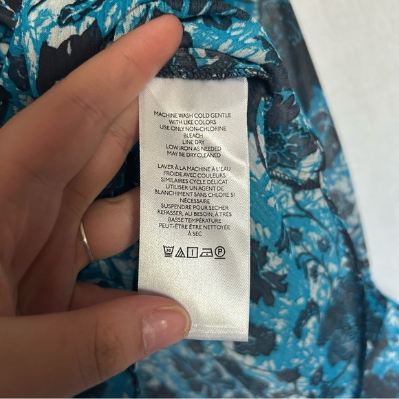 Floral Print Ruffle Neck Long Sleeve Blouse Top Anthropologie XS - Picture 6 of 7